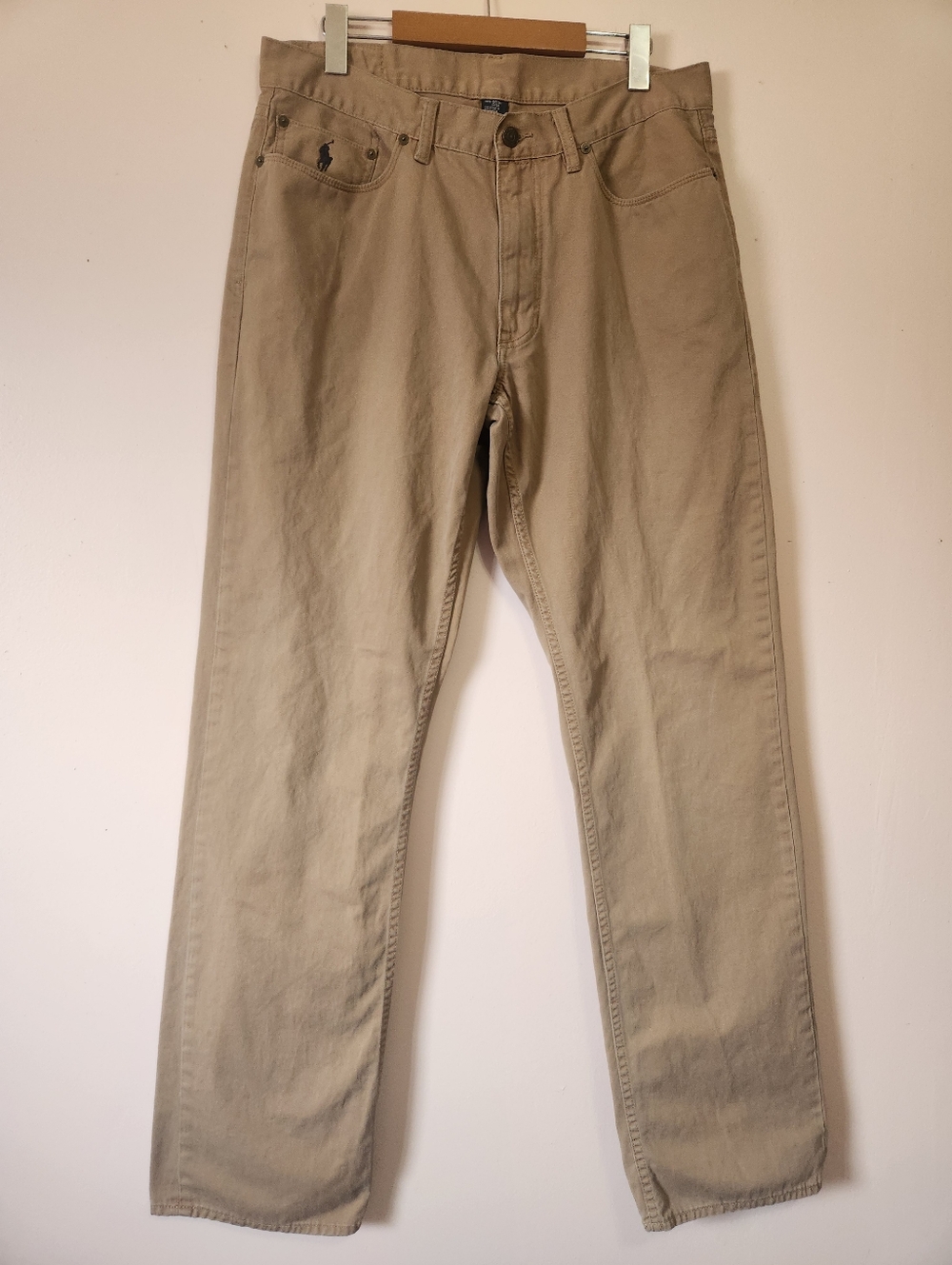 Vintage Polo Ralph Lauren 650 Indiana Wash Tan Straight Chino Pants Dungaree 34